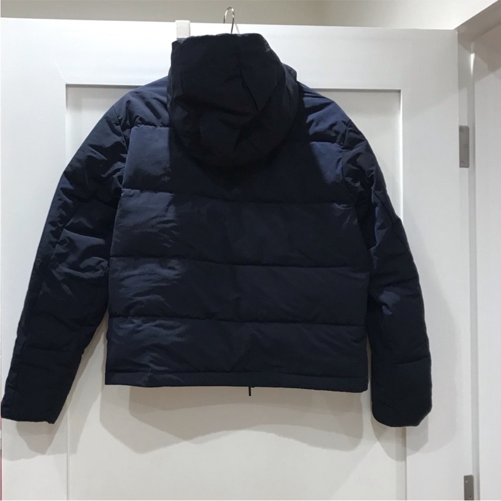 Everlane ReNew Women's Navy Hooded Short Puffer Coat Jacket Size Small - Picture 4 of 11